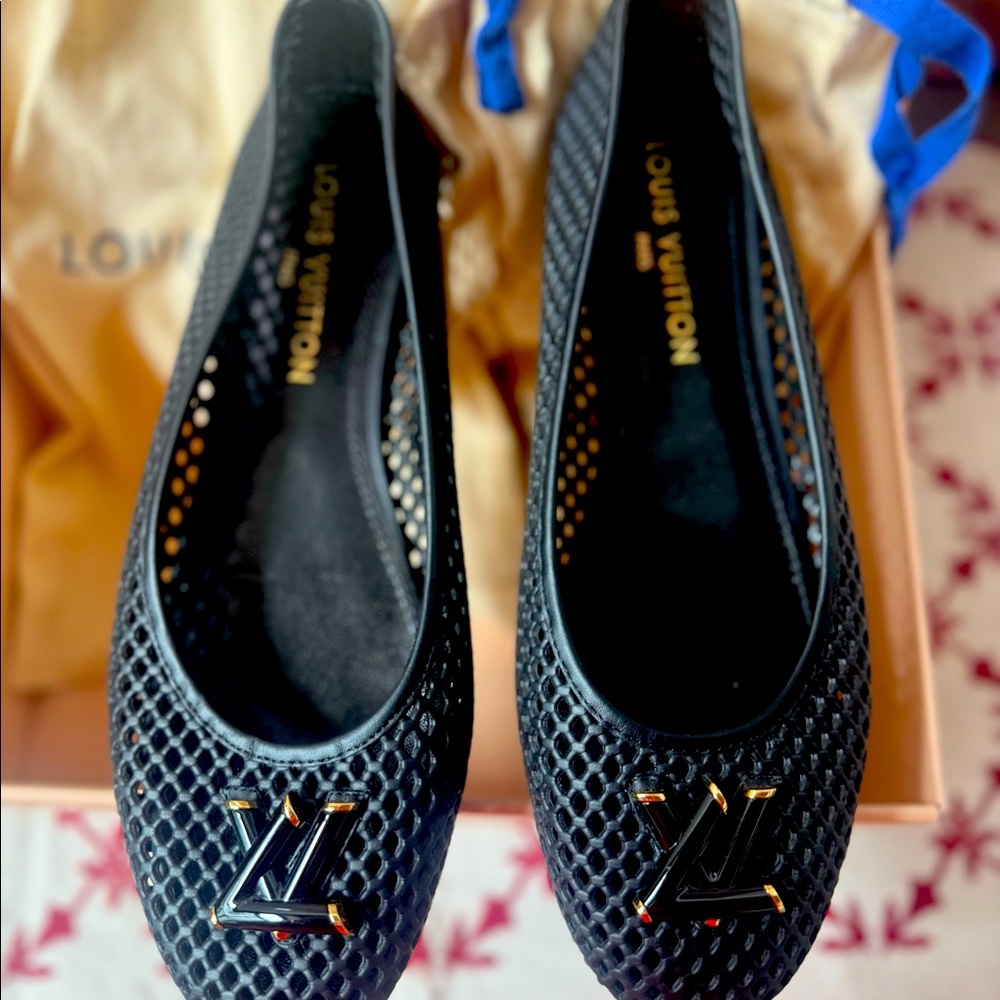 Louis Vuitton Black Mesh Flats
